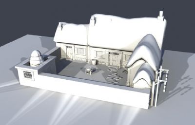 雪景下的民房房子场景maya模型
