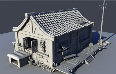 农屋,民房,农民住宅瓦房场景maya模型