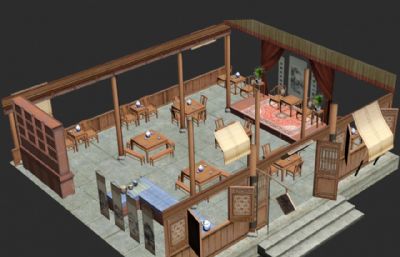 游戏里的茶馆,酒馆3D模型