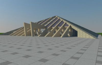 清真寺,金字塔造型寺庙建筑max模型