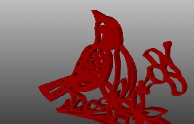喜鹊于枝头maya剪纸模型