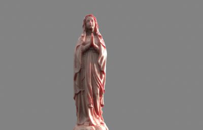 圣母玛利亚雕像STL模型,3D打印