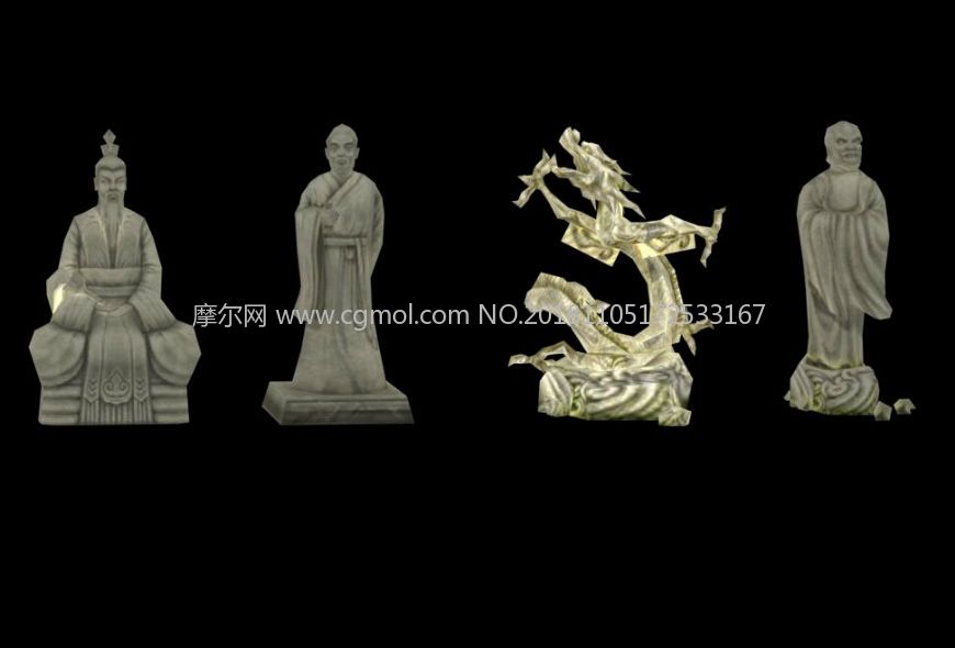 中式古风游戏里的多款雕像