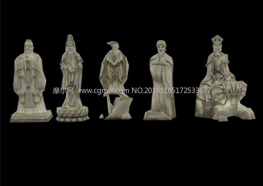 中式古风游戏里的多款雕像