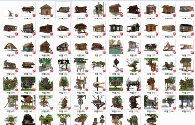 70多款树屋,小木屋skp模型(网盘下载)
