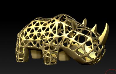 原创犀牛镂空摆件OBJ模型