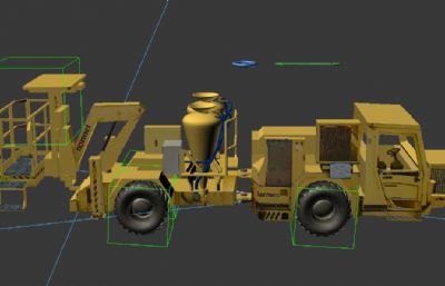 装药车,安装车,矿山炮孔装填炸药的自行式设备max模型