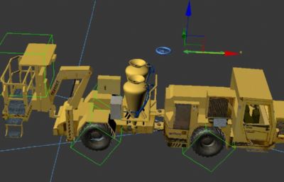 装药车,安装车,矿山炮孔装填炸药的自行式设备max模型