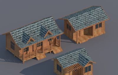 三款木屋,木别墅,欧式住宅风格