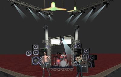 重金属摇滚乐队演唱会舞台场景max模型