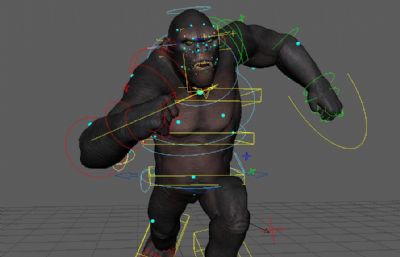 king kong金刚猩猩,带绑定和奔跑动画,MA,ZPR格式(网盘下载)