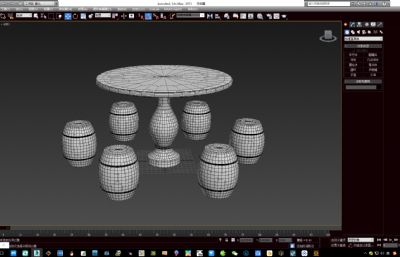 石桌石凳组合max模型