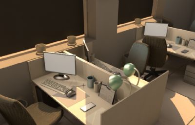 maya室内办公室模型