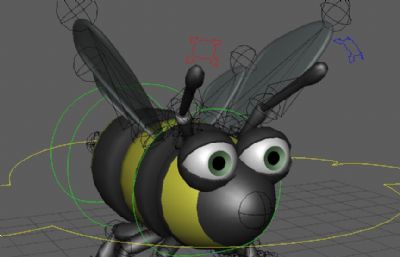 绑定的卡通bee蜜蜂Maya模型