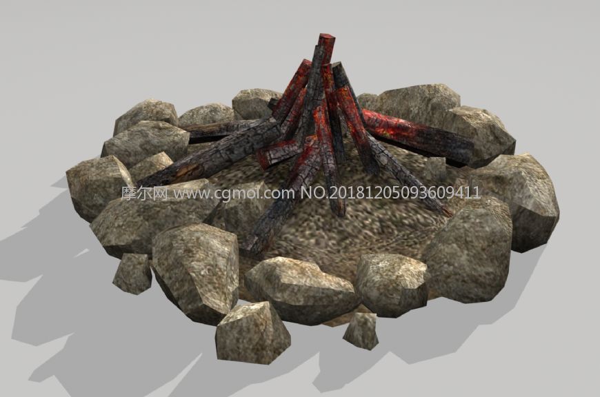 篝火,柴火堆,木炭,燃后的篝火堆maya模型,MB,OBJ,FBX三种格式