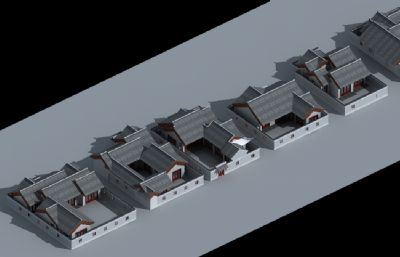 9款古建一层建筑农家院别墅max模型
