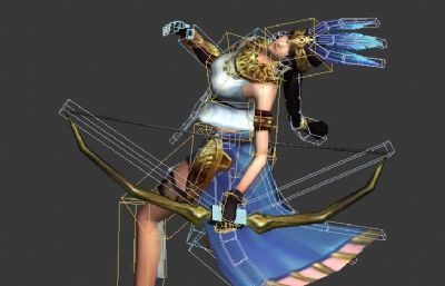 玛雅女战士,弓箭手游戏模型,带全套动作