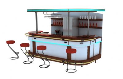 酒吧吧台max模型