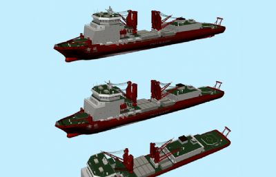 雪龙号破冰船,考察船,舰船max模型