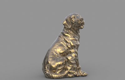 狗妈妈和狗宝宝艺术雕塑STL模型