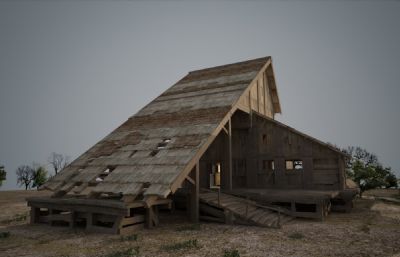 古代木板房屋木屋建筑3D模型(网盘下载)