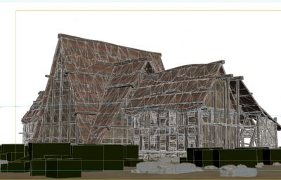 古建筑木板特色房子3D模型(网盘下载)