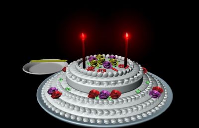 蛋糕,跳动的烛火maya2009模型