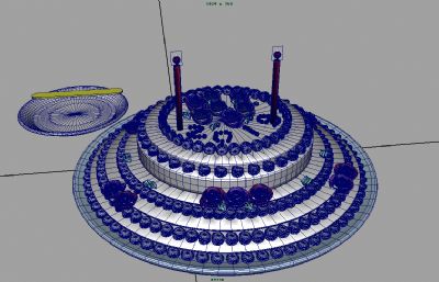 蛋糕,跳动的烛火maya2009模型