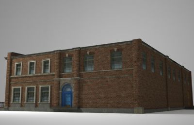 破旧复古的办公大楼建筑3D模型