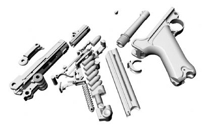 鲁格p08手枪STL模型