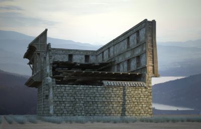 古代建筑破烂废弃的房子破楼3D模型(网盘下载)