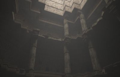 古代神圣遗迹古庙内部建筑3D模型