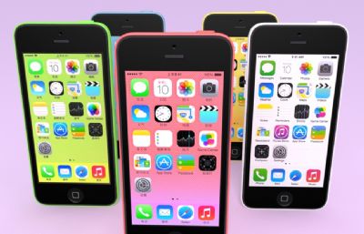 iPhone5c手机模型,多款颜色的max模型