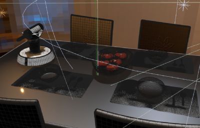 现代餐桌静物渲染C4D模型