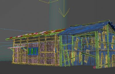 古建筑废弃的破烂木房子3D模型