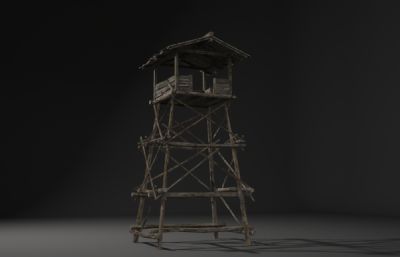 古建筑木架子,战区瞭望塔,哨塔3D模型