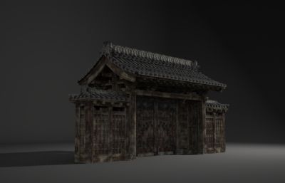 古建筑大门,民居房屋门头3D模型