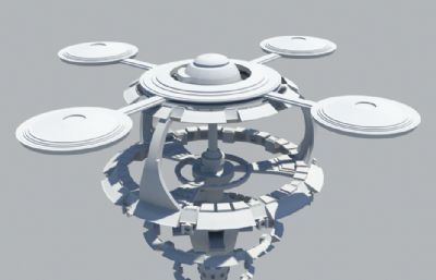 锥形太空站,太空基地maya模型