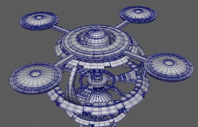 锥形太空站,太空基地maya模型