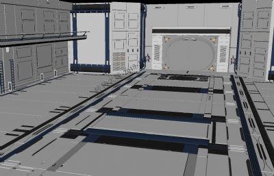 科幻室内舱体场景maya模型
