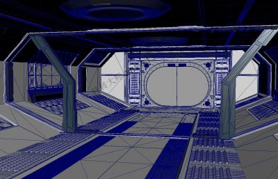 科幻舱内走廊过道maya模型