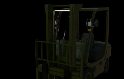 军用叉车maya模型,redshift渲染器渲染