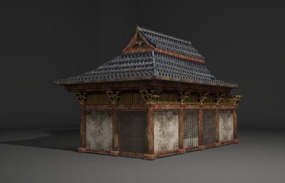 破烂的古代木房子3D模型