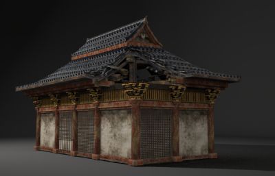 破烂的古代木房子3D模型