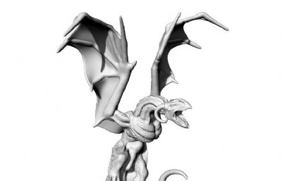 双足飞龙雕像STL模型,3D打印