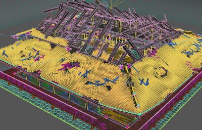 破烂性质的古建民房3D模型(网盘下载)