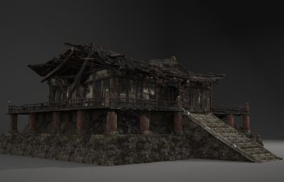 破碎的房子寺庙3D模型