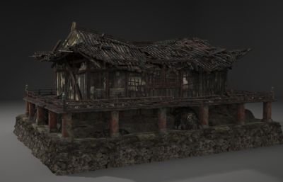 破碎的房子寺庙3D模型