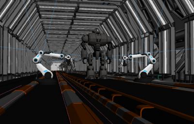 未来机器人制造生产车间,未来制造厂3D模型