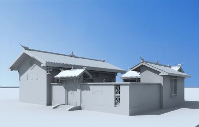 彝族四合院,中式庭院建筑max模型
